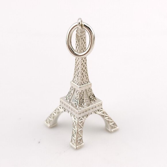 Tiffany & Co. Sterling Silver Eiffel Tower Paris France Charm Pendant with Pouch - Picture 2 of 5
